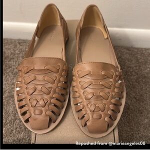 Nisolo Tan Huarache Sandals with Woven Leather Design